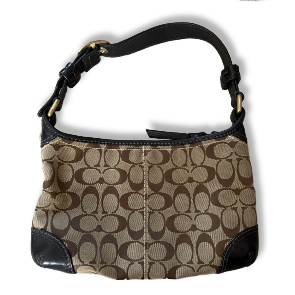 Coach Brown canvas hobo shoulder Bag
